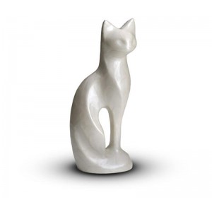 Sculpted Figurine - Cat Cremation Ashes Urn – WHITE